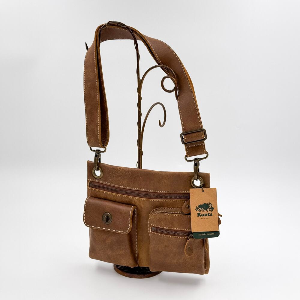 Roots Village Bag Tribe Natural Leather Crossbody Made in Canada NWT